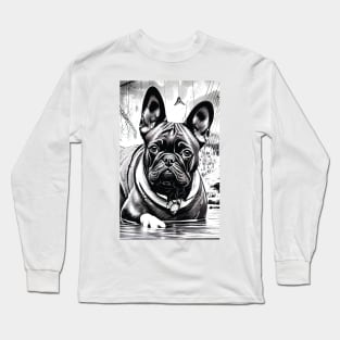 French Bulldog Submerging in Water Long Sleeve T-Shirt